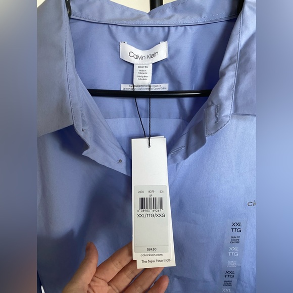 CALVIN KLEIN Blue Stretch Cotton shirt - Picture 3 of 5